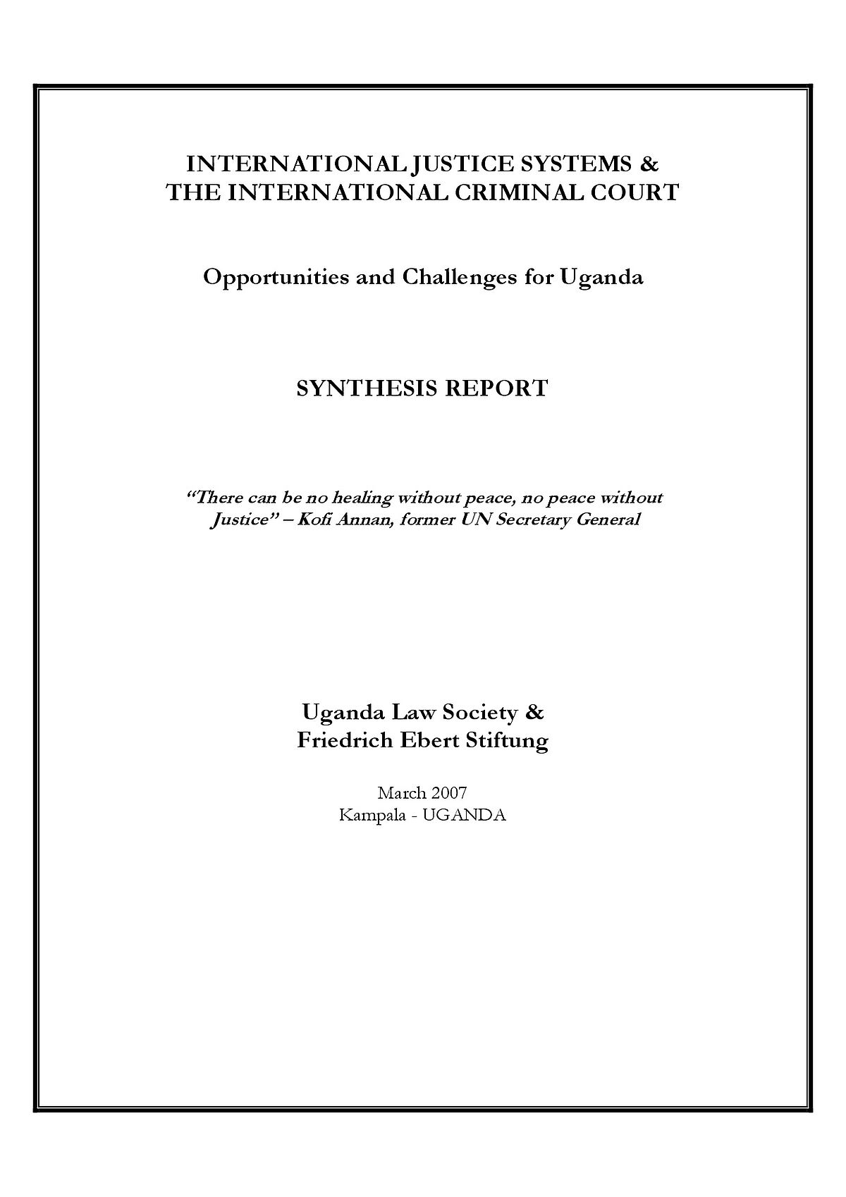International justice systems & the International Criminal Court 
